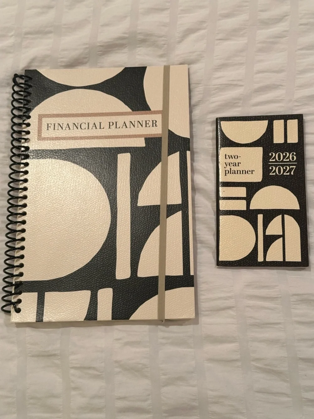 Financial Planner & Two-Year Planner Set in Black and Cream
